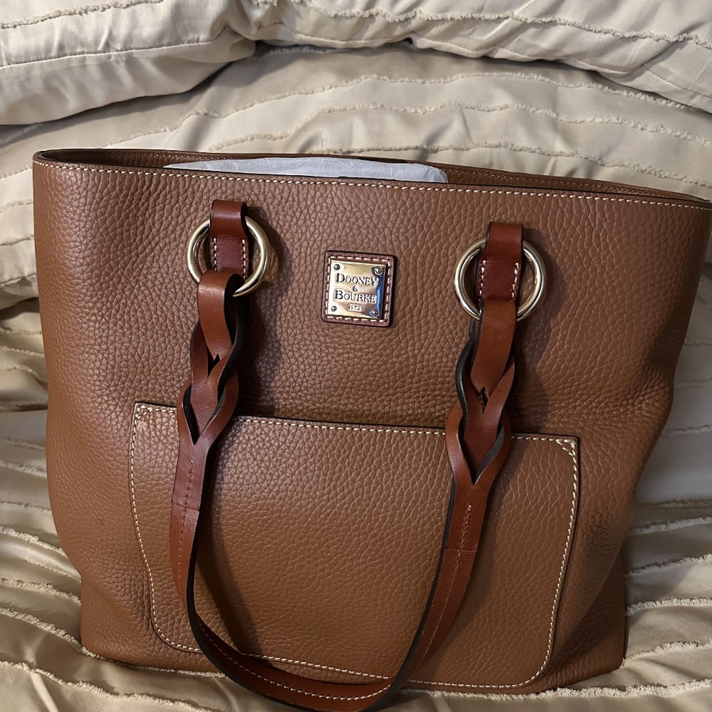 Dooney & Bourke Brown Pebbled Leather Tote